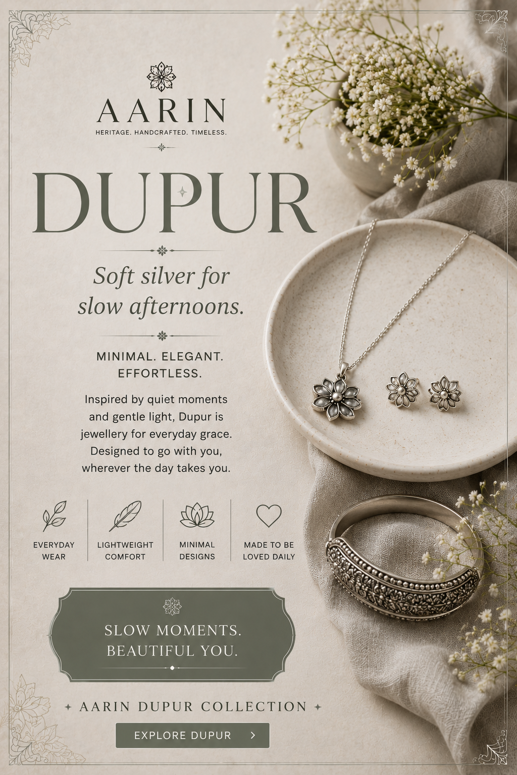 DUPUR-Soft silver for slow afternoons.